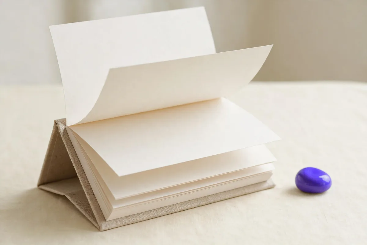 A desk calendar with blank pages turning